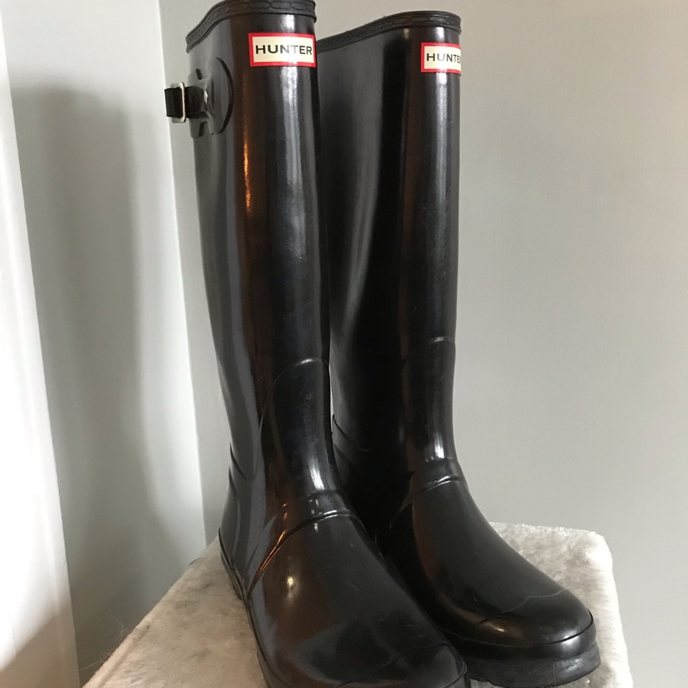 Hunter Glossy Black Tall Rainboots